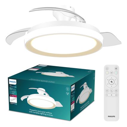 Philips - Candeeiro de teto LED regulável com ventilador BLISS LED/35W/230V dourado + comando remoto