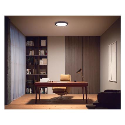 Philips - Luminária de tecto LED regulável Hue AURELLE LED/21W/230V 2200-6500K Ø 39,5 cm preta