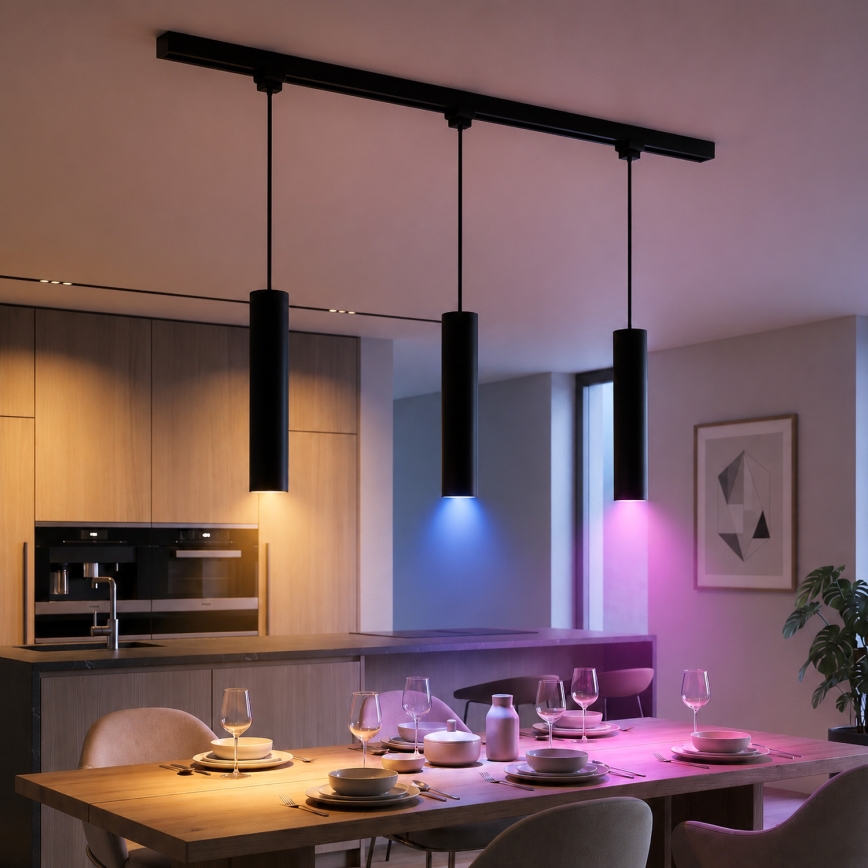 Philips - Candeeiro pendente LED RGBW dimerizável por cabo para sistema de trilho EASYLINK HUE 3xGU10/4,7W/230V 2200-6500K 1m preto
