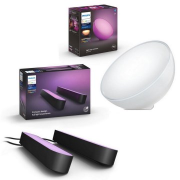 Philips - Conjunto 2x Lâmpadas de Mesa LED RGB Dimerizáveis Hue PLAY LED/6W/230V 2000-6500K + Lâmpada de Mesa Dimerizável GO LED/6W/230V 2000-6500K