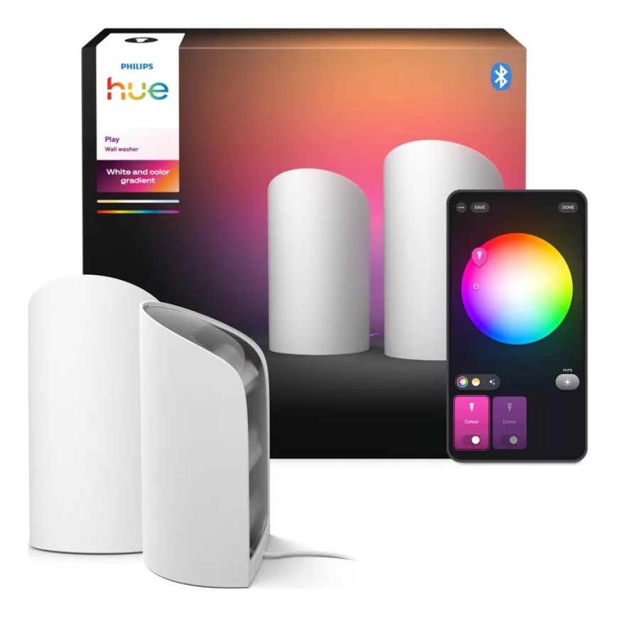 Philips - Conjunto 2x refletores de projeção reguláveis LED RGBW Hue PLAY Wall Washer LED/20W/230V 2000–6500K branco