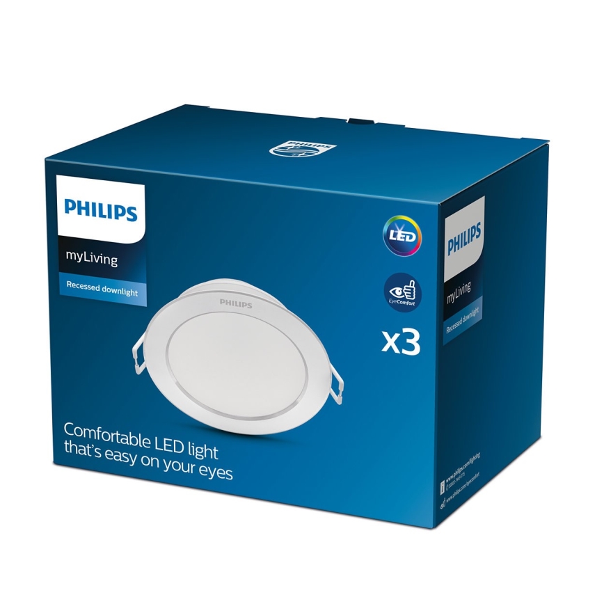 Philips - CONJUNTO 3x Foco de encastrar LED 1xLED/3,5W/230V 2700K