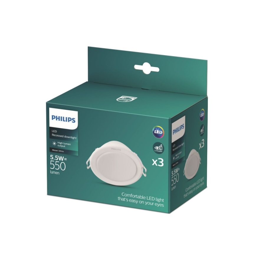 Philips - CONJUNTO 3x Foco de encastrar LED MESON LED/5,5W/230V 4000K