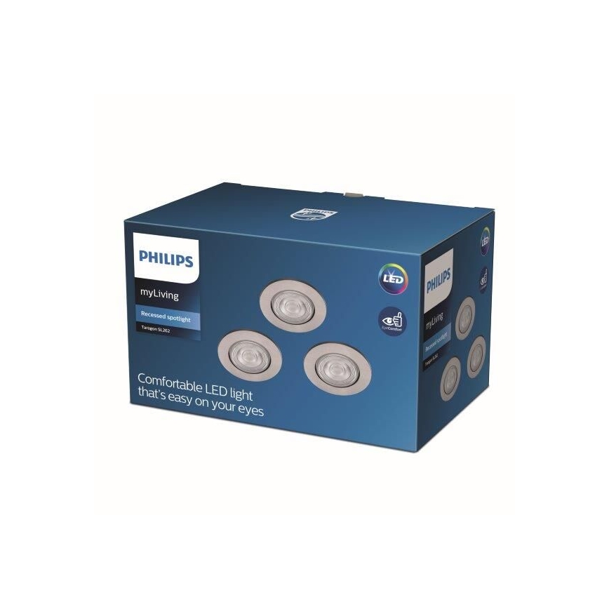 Philips - CONJUNTO 3x Foco de encastrar LED LED/4.5W/230V 2,700K