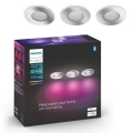 Philips - CONJUNTO 3x Iluminação de casa de banho LED RGB com regulação Hue 1xGU10/5,7W/230V IP44