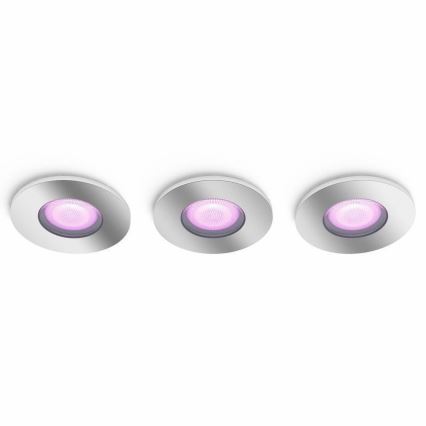 Philips - CONJUNTO 3x Iluminação de casa de banho LED RGB com regulação Hue XAMENTO 1xGU10/5,7W/230V IP44