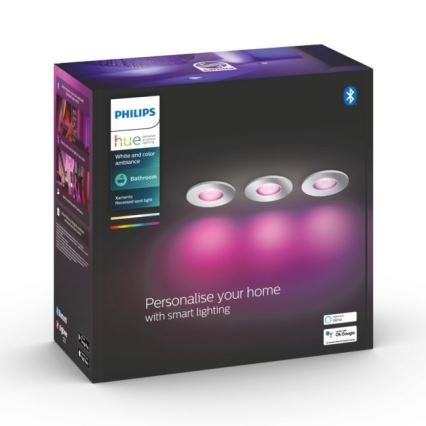 Philips - CONJUNTO 3x Iluminação de casa de banho LED RGB com regulação Hue XAMENTO 1xGU10/5,7W/230V IP44