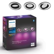 Philips - CONJUNTO 3x Iluminação embutida LED RGB com regulação Hue CENTURA 1xGU10/5,7W/230V 2000-6500K