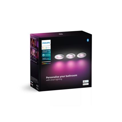 Philips - CONJUNTO 3x Focos de encastrar LED RGBW para casa de banho com regulação Hue XAMENTO 1xGU10/4,2W/230V IP44 2000-6500K