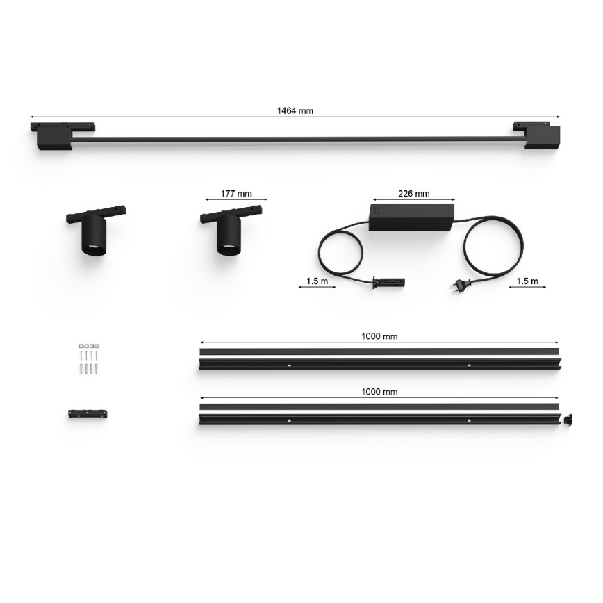 Philips - CONJUNTO 3x Foco de parede para sistema de carril LED RGB com regulação Hue PERIFO LED/39,9W/230V 2000-6500K