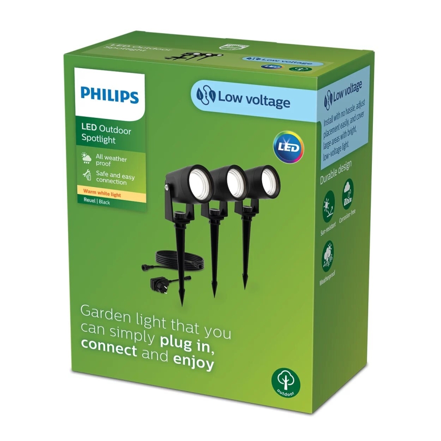 Philips -CONJUNTO 3x Iluminações para exterior LED GARDENLINK REUEL LED/1,5W/230V 2700K IP44