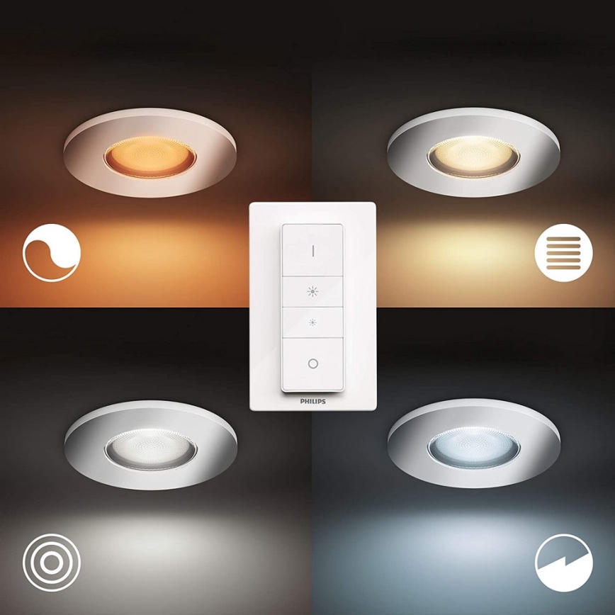 Philips - CONJUNTO 3x Luminária de banheiro LED regulável Hue ADORE 1xGU10/5W/230V IP44 + controlo remoto