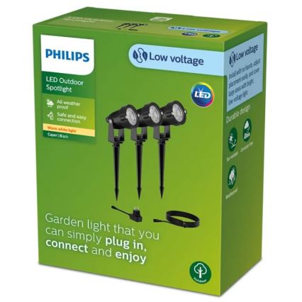 Philips - CONJUNTO 3x Foco LED Exterior CASPER LED/1,5W/24/230V IP44