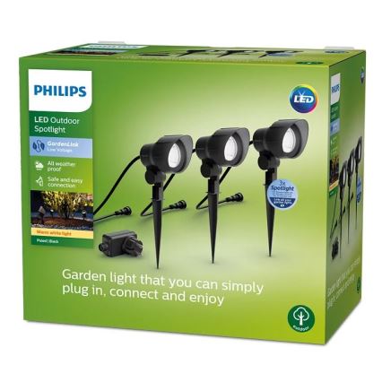 Philips - CONJUNTO 3x Foco LED Exterior LED/6W/230V 2700K IP44