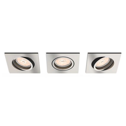 Philips - Conjunto de 3 spots LED RGBW reguláveis de embutir DONEGAL 3xGU10/4,8W/230V + controlo remoto