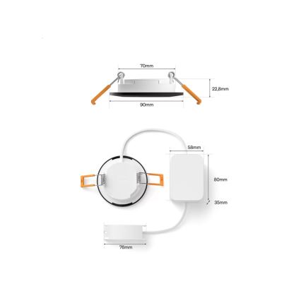 Philips - Conjunto de 3 luminárias encastráveis para casa de banho LED RGBW dimerizáveis Hue SLIM LED/8,3W/230V 1000-20000K preto P44