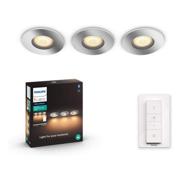 Philips - CONJUNTO 3x Luminária de banheiro LED regulável Hue ADORE 1xGU10/5W/230V IP44 + controlo remoto