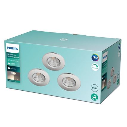 Philips - CONJUNTO 3x Luzes LED para casa de banho com regulação DIVE 1xLED/5,5W/230V IP65