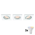 Philips - Conjunto com 3 spots LED RGBW reguláveis de embutir 1xGU10/4,8W/230V branco + comando remoto