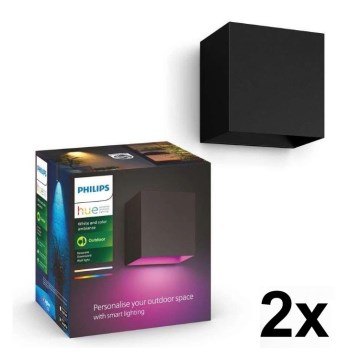 Philips - Conjunto de 2 apliques de parede exteriores LED RGBW reguláveis Hue RESONATE LED/8W/230V 2000-6500K IP44