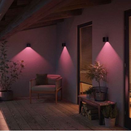 Philips - Conjunto de 2 apliques de parede exteriores LED RGBW reguláveis Hue RESONATE LED/8W/230V 2000-6500K IP44