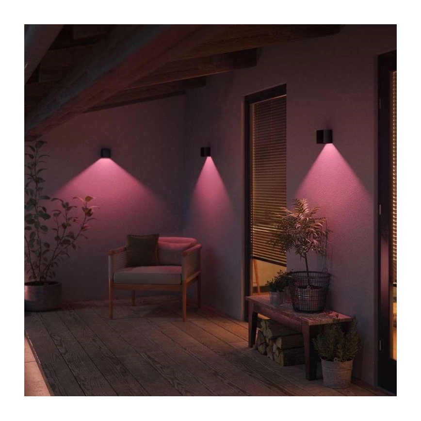Philips - Conjunto de 2 apliques de parede exteriores LED RGBW reguláveis Hue RESONATE LED/8W/230V 2000-6500K IP44
