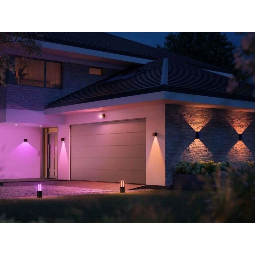 Philips - Conjunto de 2 apliques de parede exteriores LED RGBW reguláveis Hue RESONATE LED/8W/230V 2000-6500K IP44