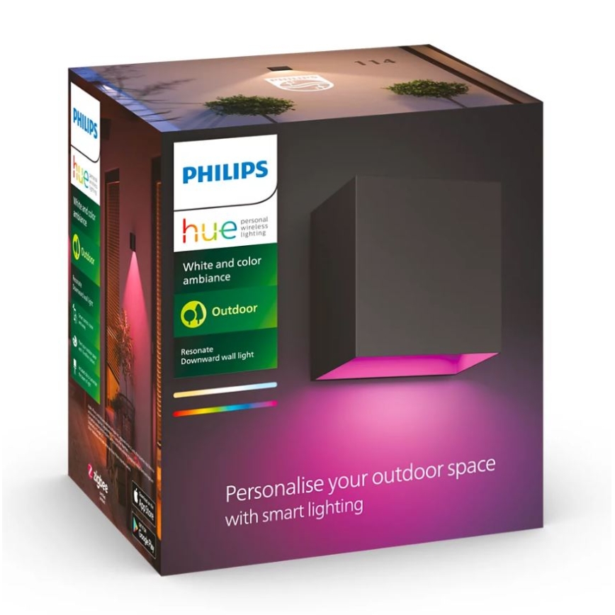 Philips - Conjunto de 2 apliques de parede exteriores LED RGBW reguláveis Hue RESONATE LED/8W/230V 2000-6500K IP44