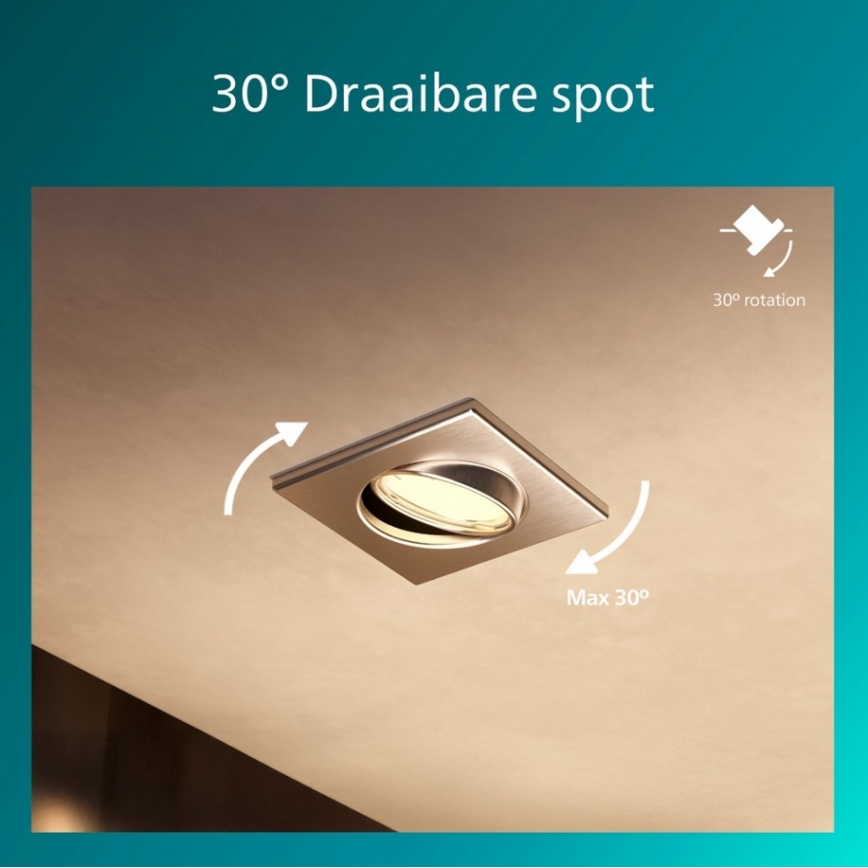 Philips - Conjunto de 3 luminárias de embutir PERIDOT 1x GU10/7W/230V prateadas