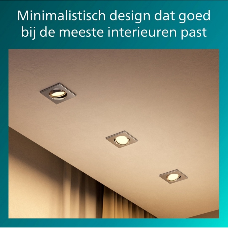 Philips - Conjunto de 3 luminárias de embutir PERIDOT 1x GU10/7W/230V prateadas