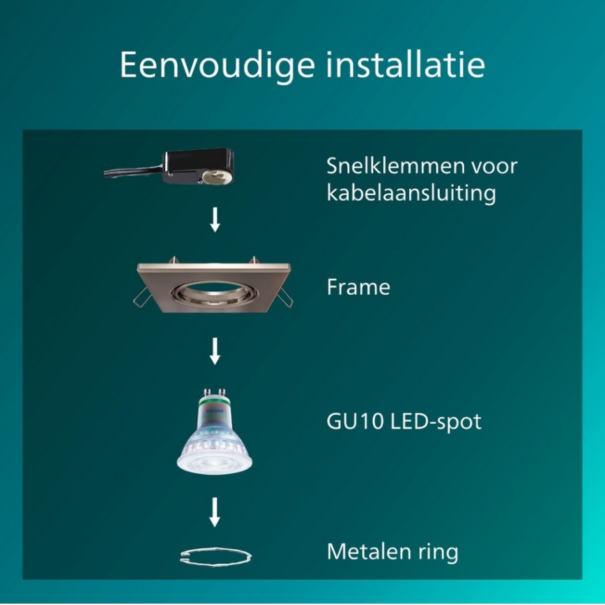 Philips - Conjunto de 3 luminárias de embutir PERIDOT 1x GU10/7W/230V prateadas