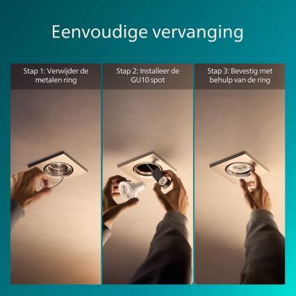 Philips - Conjunto de 3 luminárias de embutir PERIDOT 1x GU10/7W/230V prateadas