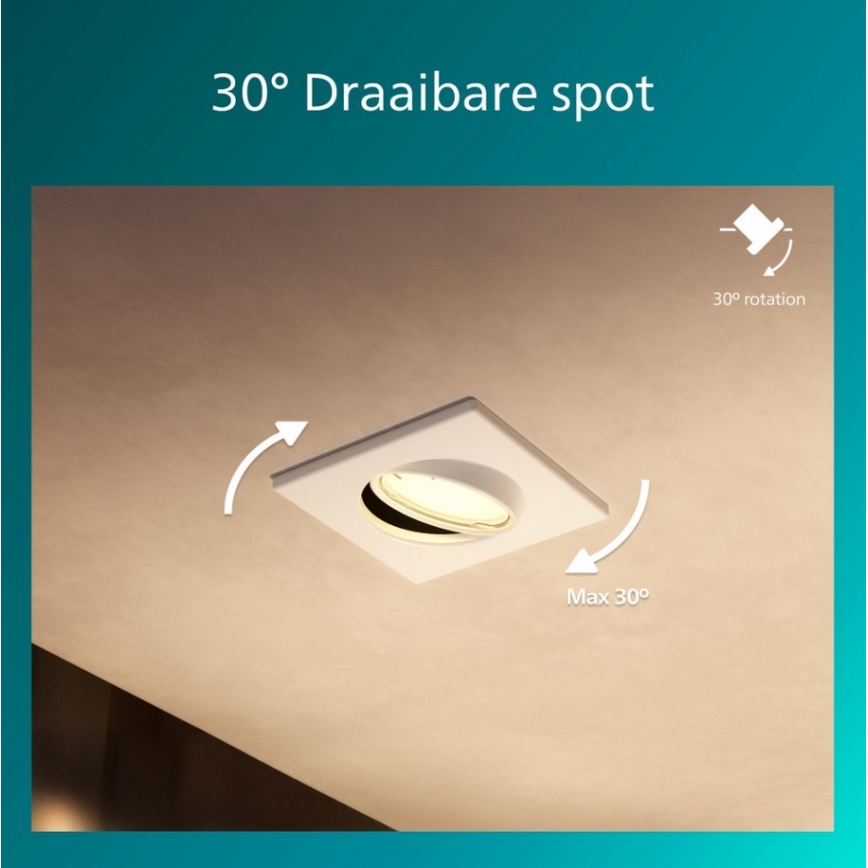 Philips - Conjunto de 3 luminárias de embutir PERIDOT 1xGU10/7W/230V brancas