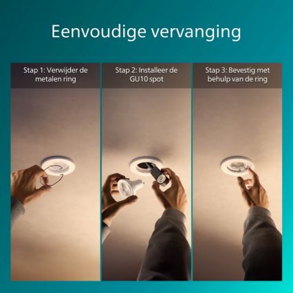 Philips - Conjunto de 3 luminárias de embutir PERIDOT 1xGU10/7W/230V brancas