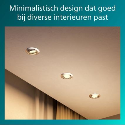Philips - Conjunto de 3 luminárias de embutir PERIDOT 1xGU10/7W/230V, prata