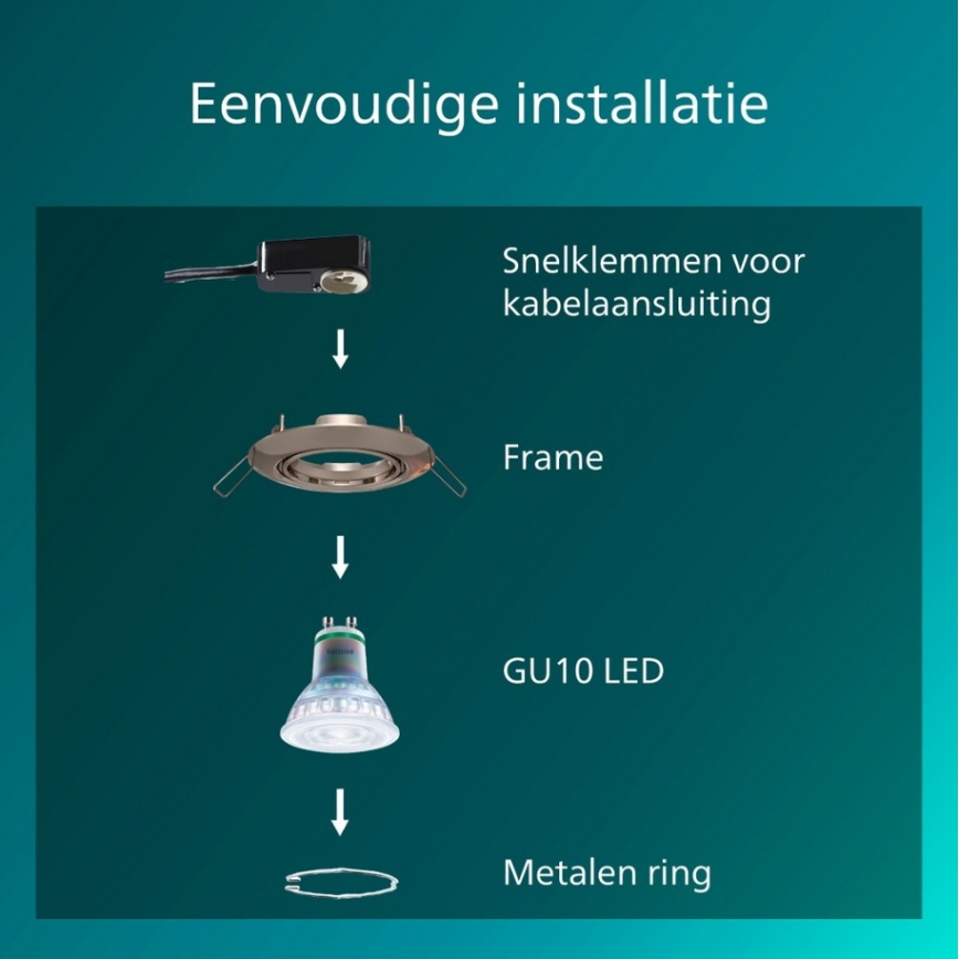 Philips - Conjunto de 3 luminárias de embutir PERIDOT 1xGU10/7W/230V, prata