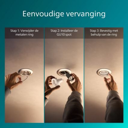 Philips - Conjunto de 3 luminárias de embutir PERIDOT 1xGU10/7W/230V, prata