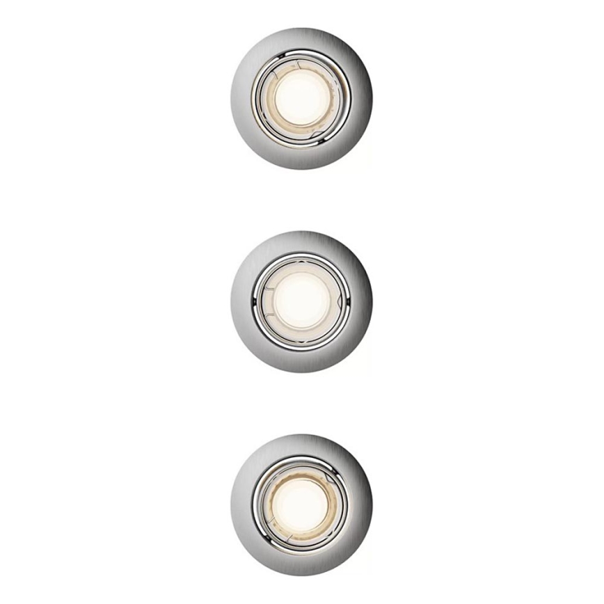 Philips - Conjunto de 3 luminárias de embutir PERIDOT 1xGU10/7W/230V, prata
