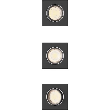 Philips - Conjunto de 3 luminárias embutidas PERIDOT 1xGU10/7W/230V pretas