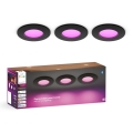 Philips - Conjunto de 3 luminárias encastráveis para casa de banho LED RGBW dimerizáveis Hue SLIM LED/8,3W/230V 1000-20000K preto P44