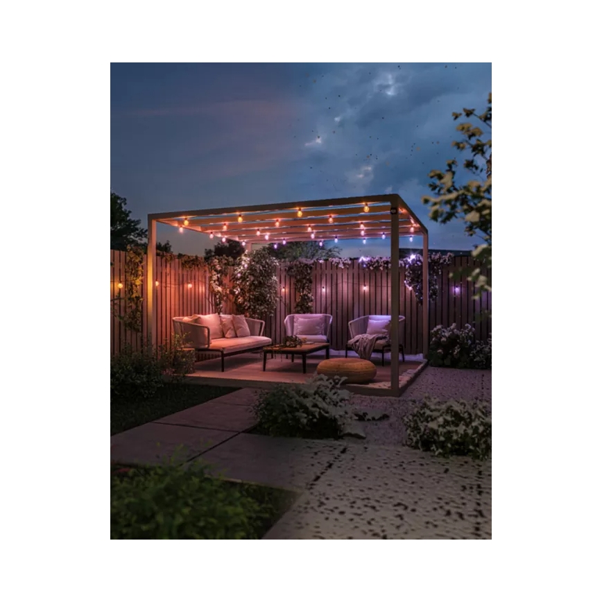 Philips - Cordão luminoso exterior Hue FESTAVIA LED RGBW, extensível e dimerizável, 30 LEDs, 21 m, IP65