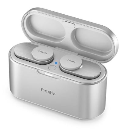 Philips Fidelio T1WT/00 - Auriculares sem fios IPX4 2x 60 mAh + 650 mAh prateado