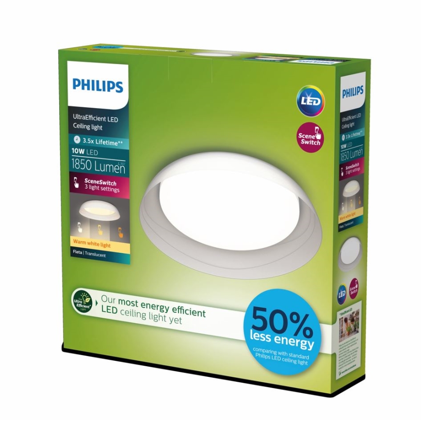 Philips - Luminária de teto LED regulável FLETA SCENE SWITCH LED/10W/230V 2700K transparente