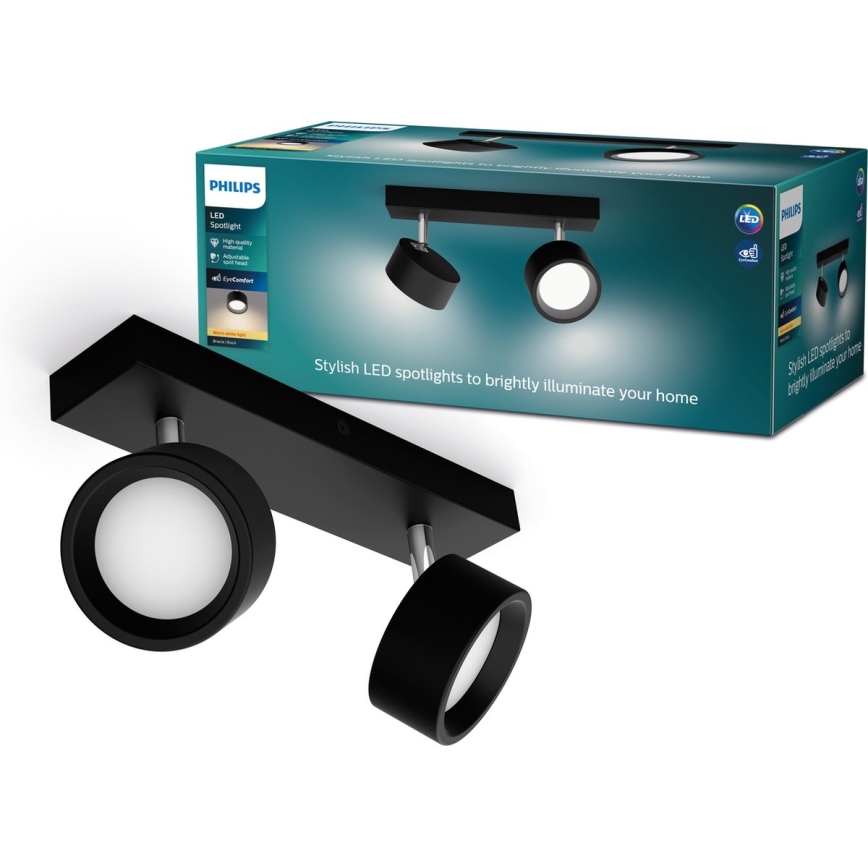 Philips - Foco LED 2xLED/5,5W/230V preto