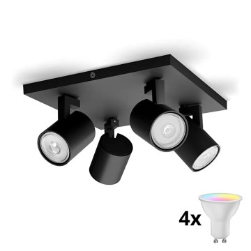 Philips - Foco LED RGBW dimerizável RUNNER 4xGU10/6,5W/230V 2700-6500K preto