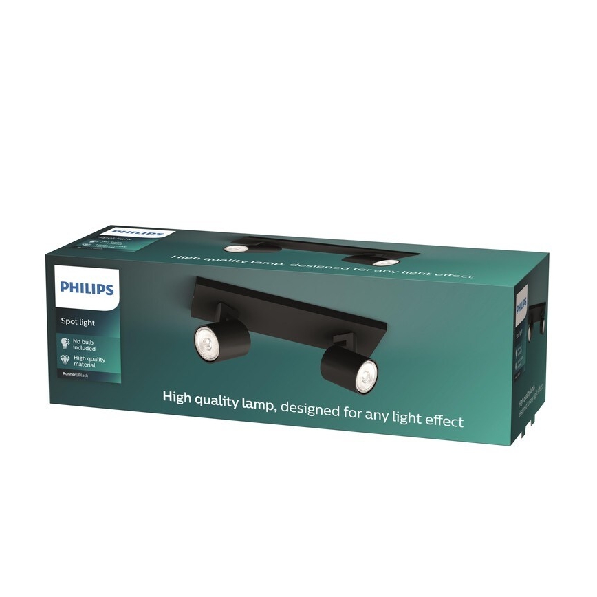 Philips - Spot LED RGBW regulável RUNNER 2xGU10/6,5W/230V 2700-6500K preto