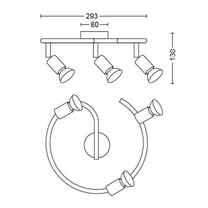 Philips - Foco 3xGU10/50W/230V branco