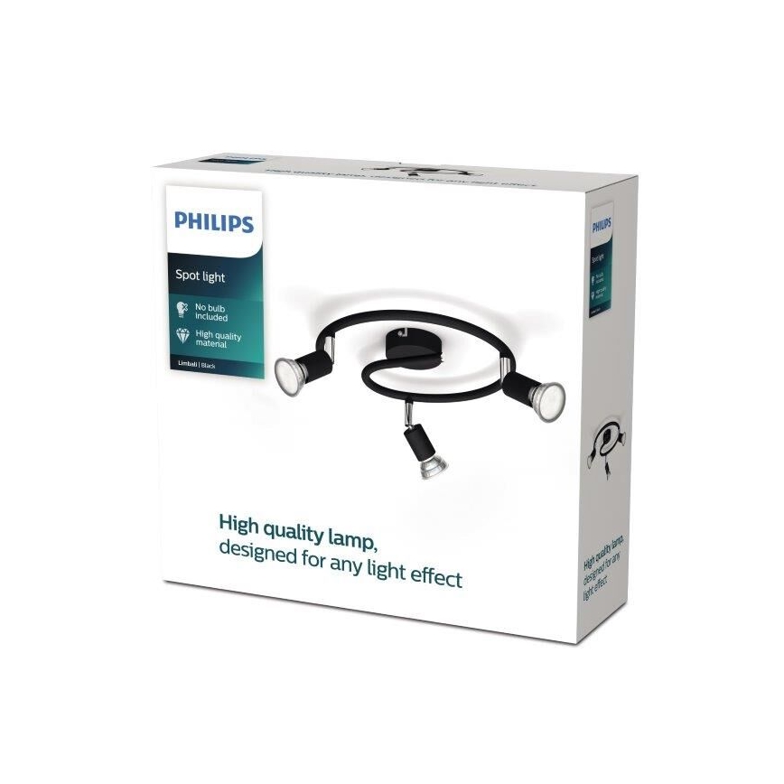 Philips - Foco 3xGU10/50W/230V preto