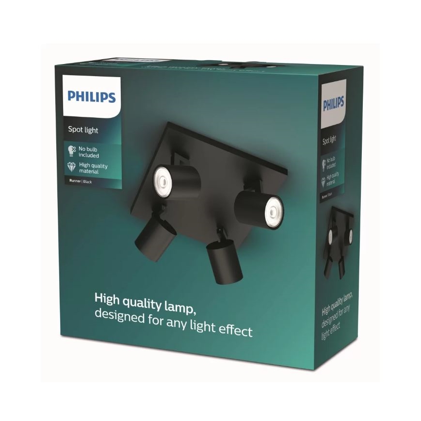 Philips - Foco 4xGU10/20W/230V preto