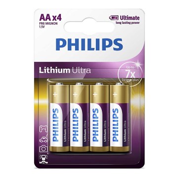 Philips FR6LB4A/10 - 4 unidades de pilhas de lítio AA LITHIUM ULTRA 1,5V 2400mAh